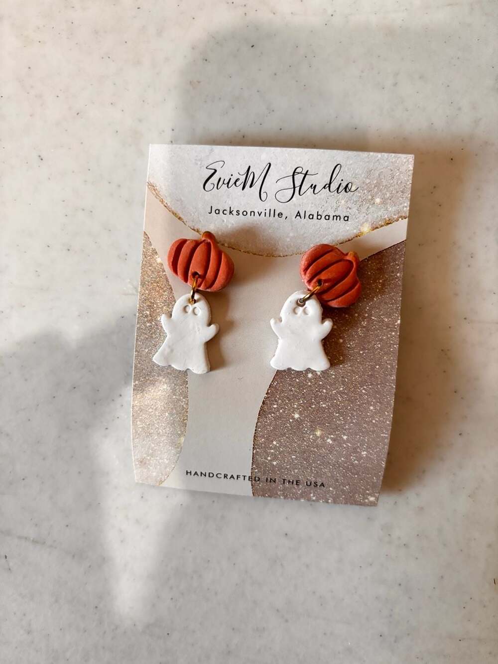 EvieM Studio Pumpkin and Ghost Dangle Earrings